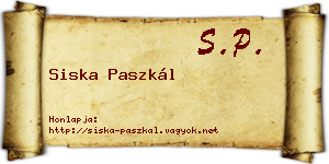 Siska Paszkál névjegykártya